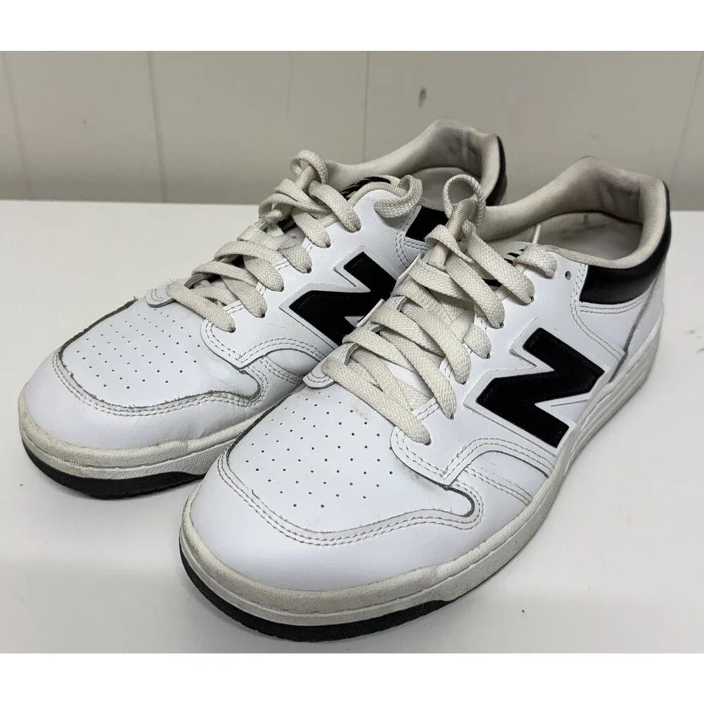 New Balance 480 White Black Leather Low BB480LBK Sneaker Men 9.5 Women 11 GUC*